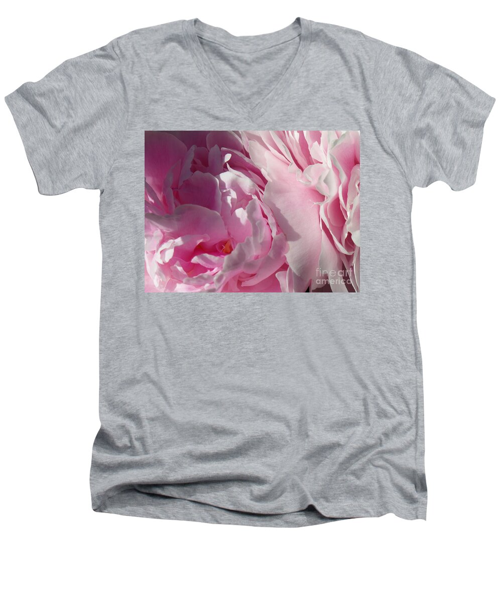 Pink Peonies Men's V-Neck T-Shirt featuring the photograph Pink Peonies by HEVi FineArt
