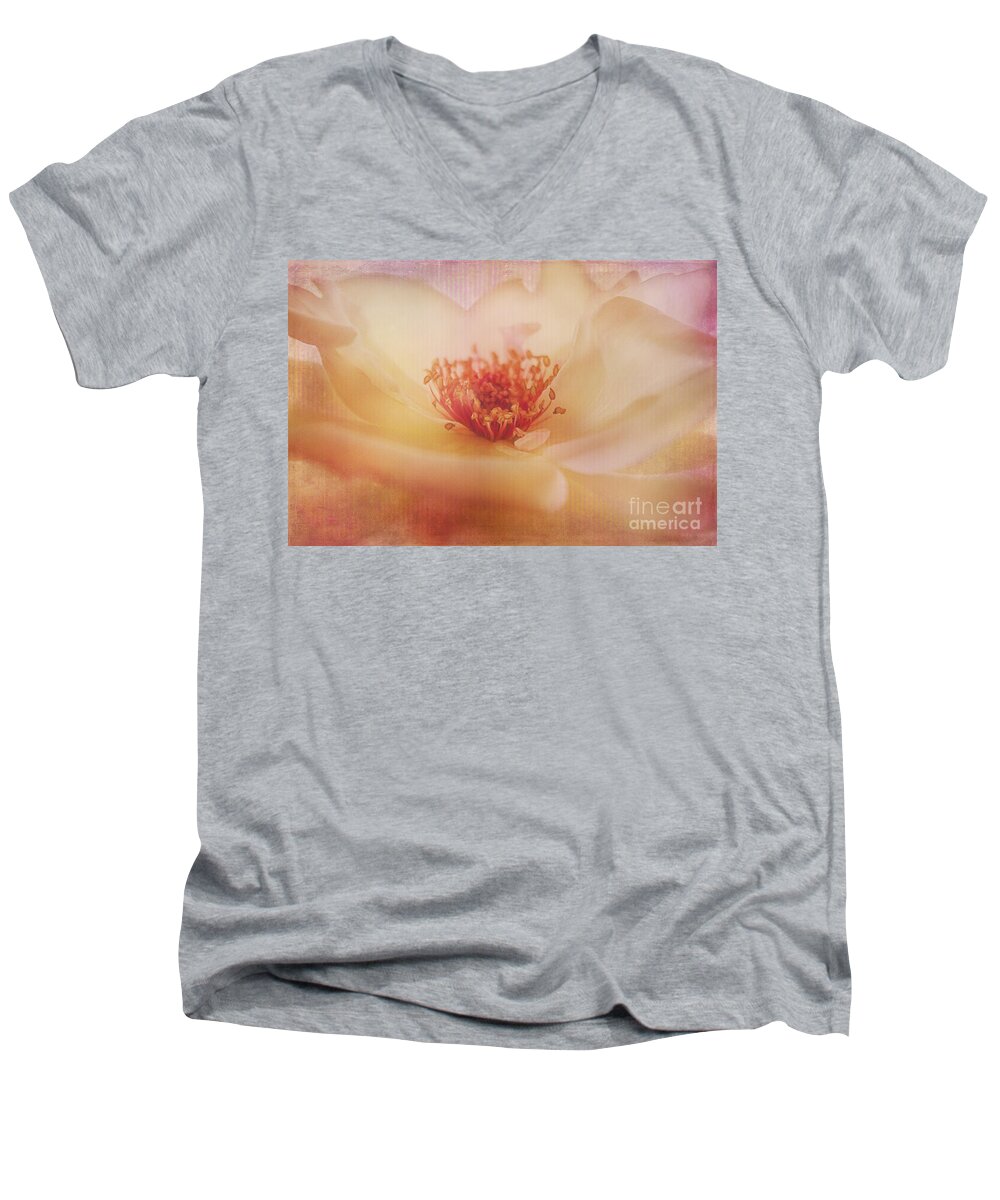 Rose Men's V-Neck T-Shirt featuring the photograph Pink Wild Rose by Janice Pariza