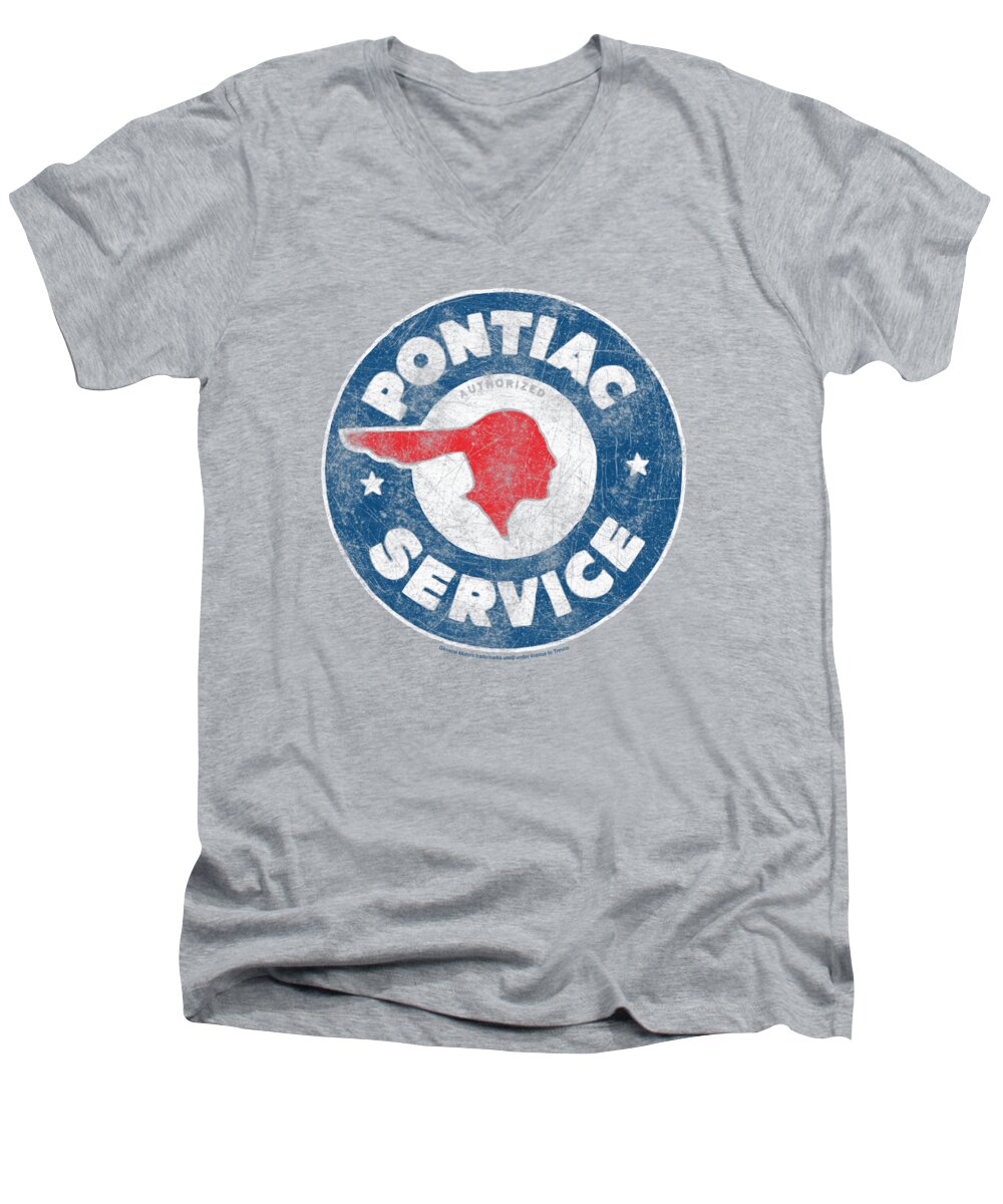 Pontiac Men's V-Neck T-Shirt featuring the digital art Pontiac - Vintage Pontiac Service by Brand A