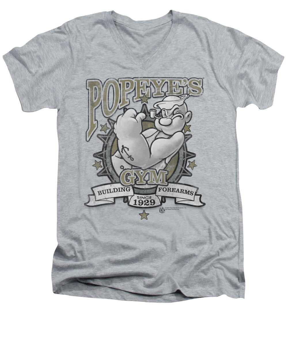Popeye Men's V-Neck T-Shirt featuring the digital art Popeye - Forearms by Brand A