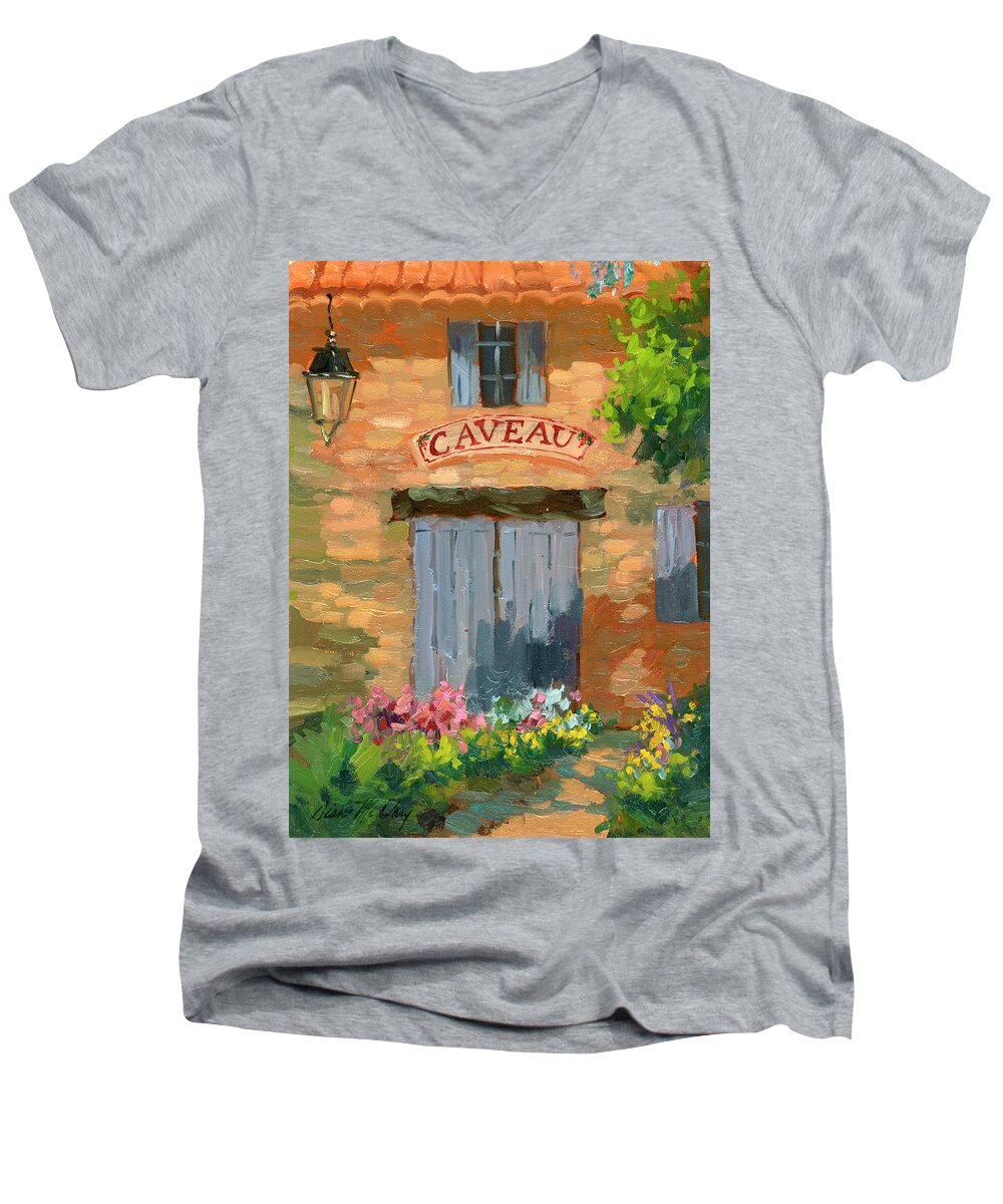 Portes Des Caveau Men's V-Neck T-Shirt featuring the painting Portes Des Caveau by Diane McClary