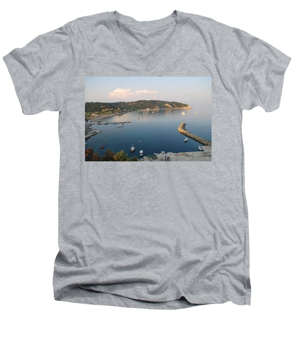 Seascape Men's V-Neck T-Shirt featuring the photograph Porto Bay by George Katechis