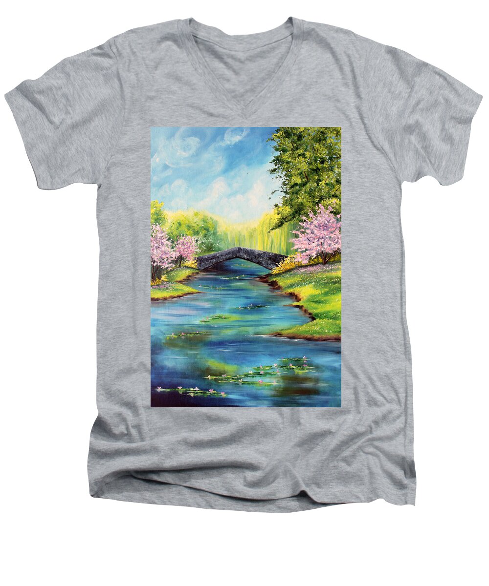 Spring Men's V-Neck T-Shirt featuring the painting Promise by Meaghan Troup