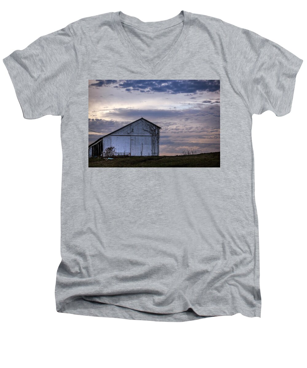 Amish Barn Men's V-Neck T-Shirt featuring the photograph Pure Country by Sennie Pierson