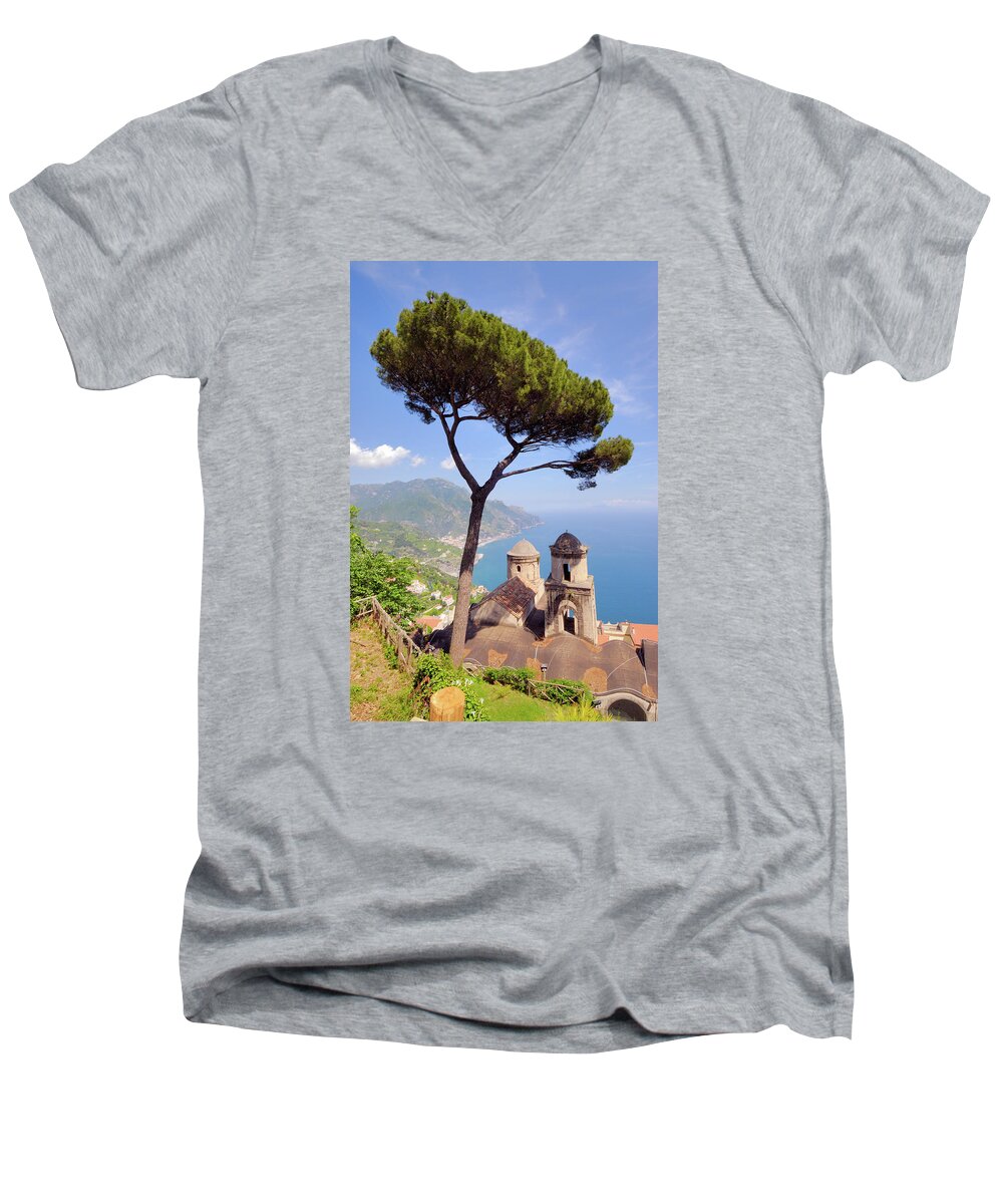 Italy Men's V-Neck T-Shirt featuring the photograph Ravello Pine by Alan Toepfer