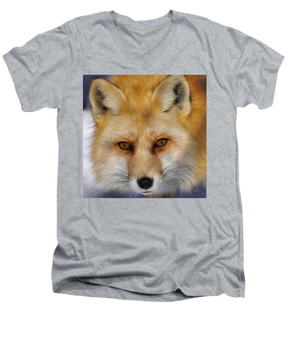 Red Fox Men's V-Neck T-Shirt featuring the painting Red Fox by Dean Wittle