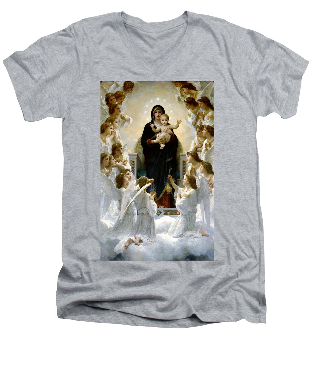 William Bouguereau Men's V-Neck T-Shirt featuring the digital art Regina Angelorum by William Bouguereau