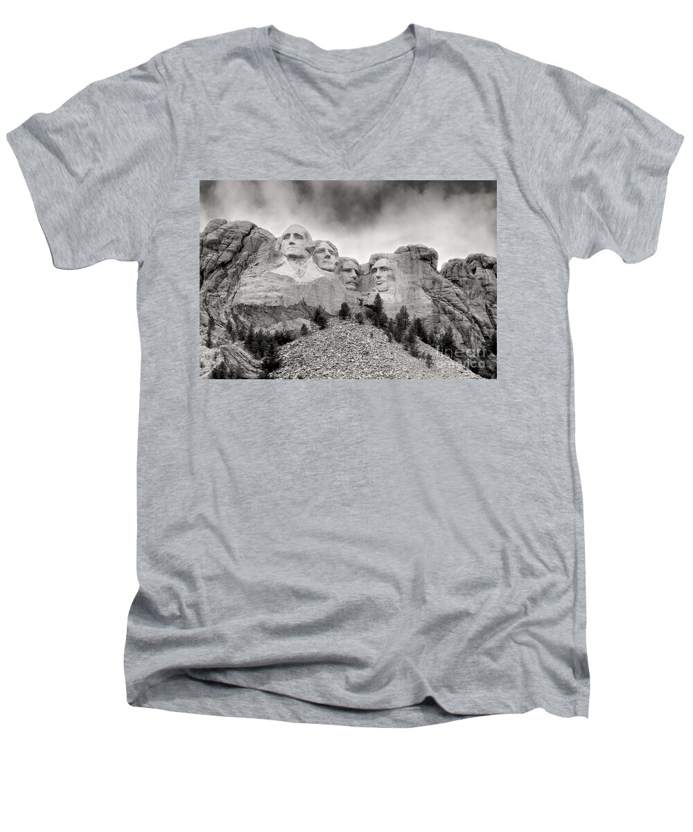 Mt Rushmore Men's V-Neck T-Shirt featuring the photograph Remarkable Rushmore by Erika Weber