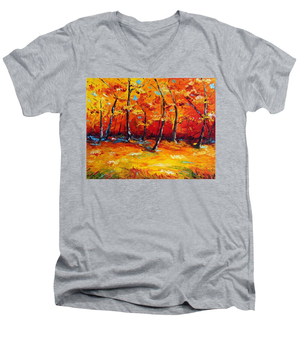 Tree Men's V-Neck T-Shirt featuring the painting Resting In Your Shadow by Meaghan Troup