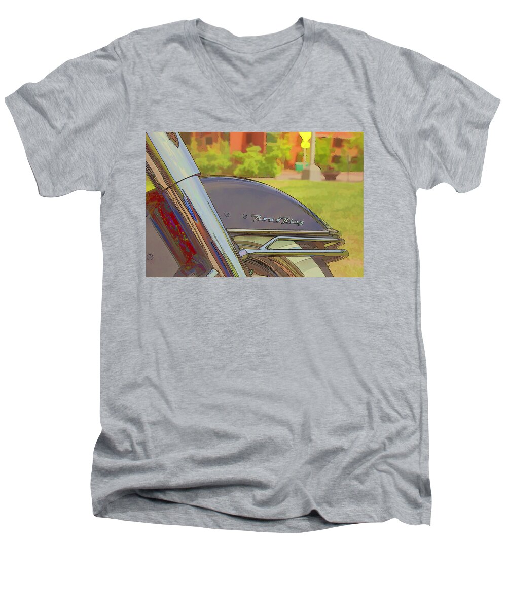 Motorcycle Men's V-Neck T-Shirt featuring the photograph Road King by J Michael Nettik