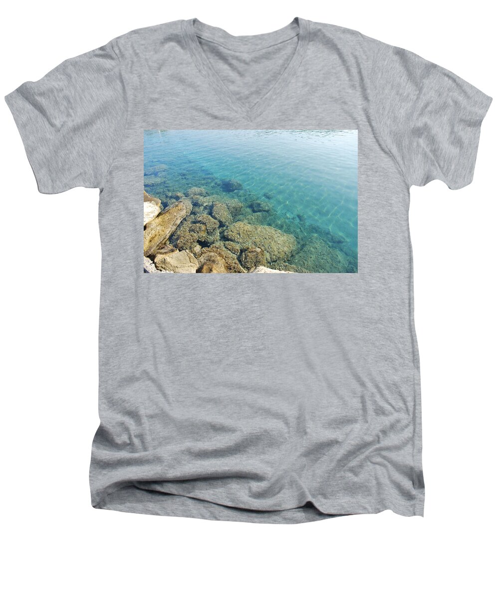 Rocks Men's V-Neck T-Shirt featuring the photograph Rocks by George Katechis