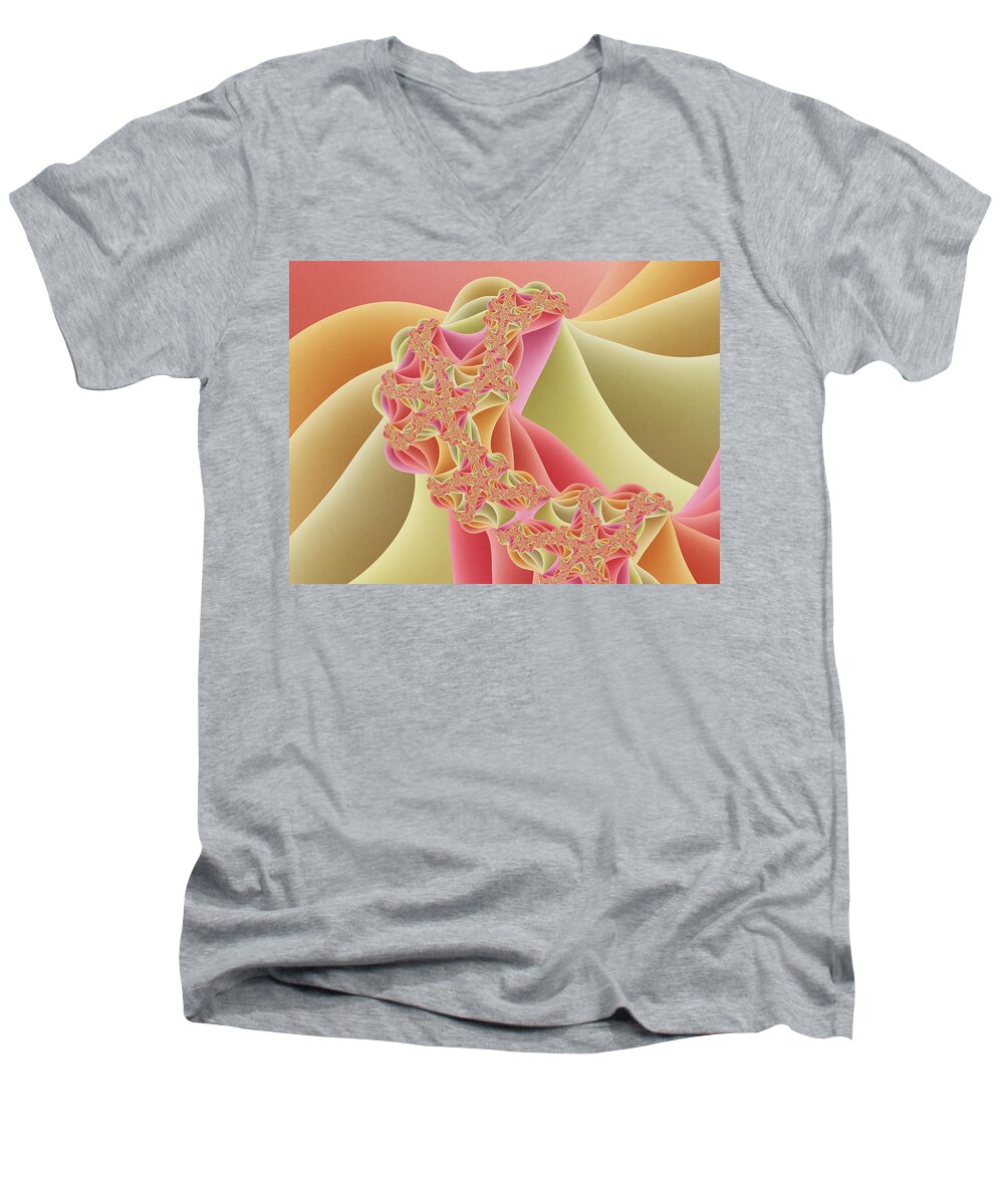 Fractal Men's V-Neck T-Shirt featuring the digital art Romance by Gabiw Art