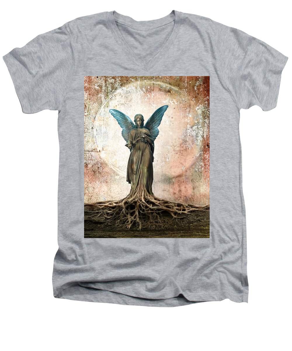 Digital Men's V-Neck T-Shirt featuring the digital art Roots of Religion by Rick Mosher