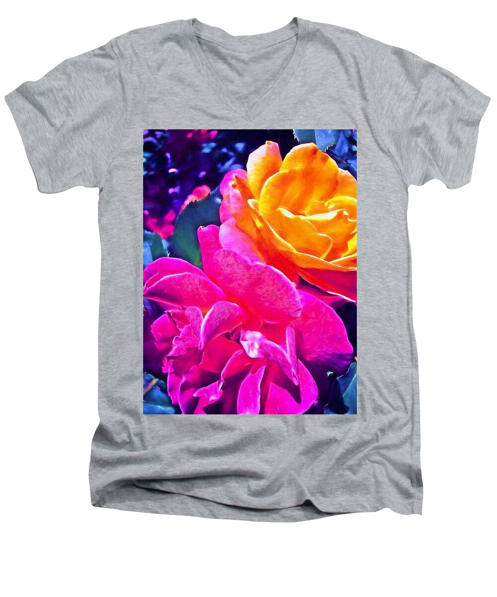 Flowers Men's V-Neck T-Shirt featuring the photograph Rose 49 by Pamela Cooper