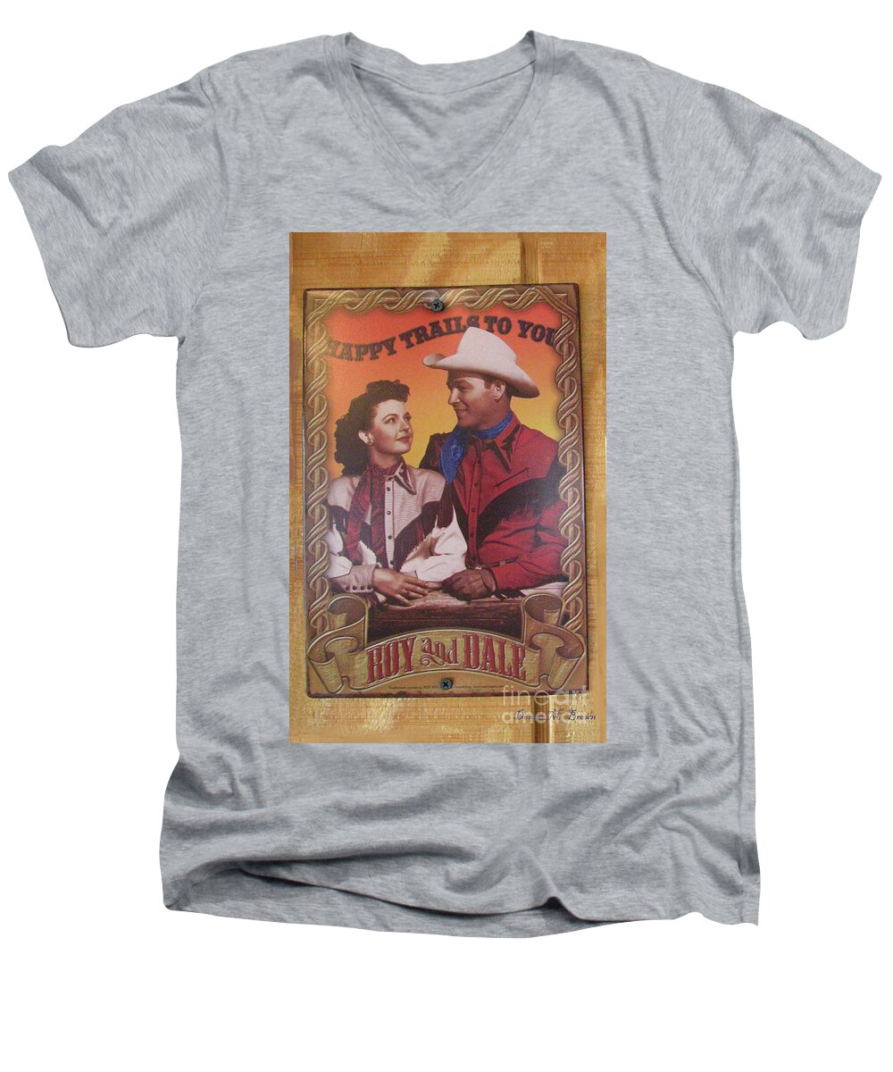 Sign Men's V-Neck T-Shirt featuring the photograph Roy and Dale by Donna Brown