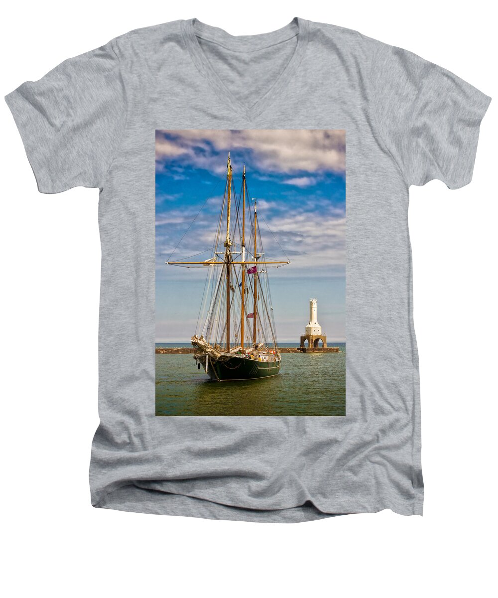 Sailing Vessel Men's V-Neck T-Shirt featuring the photograph s/v Denis Sullivan by James Meyer