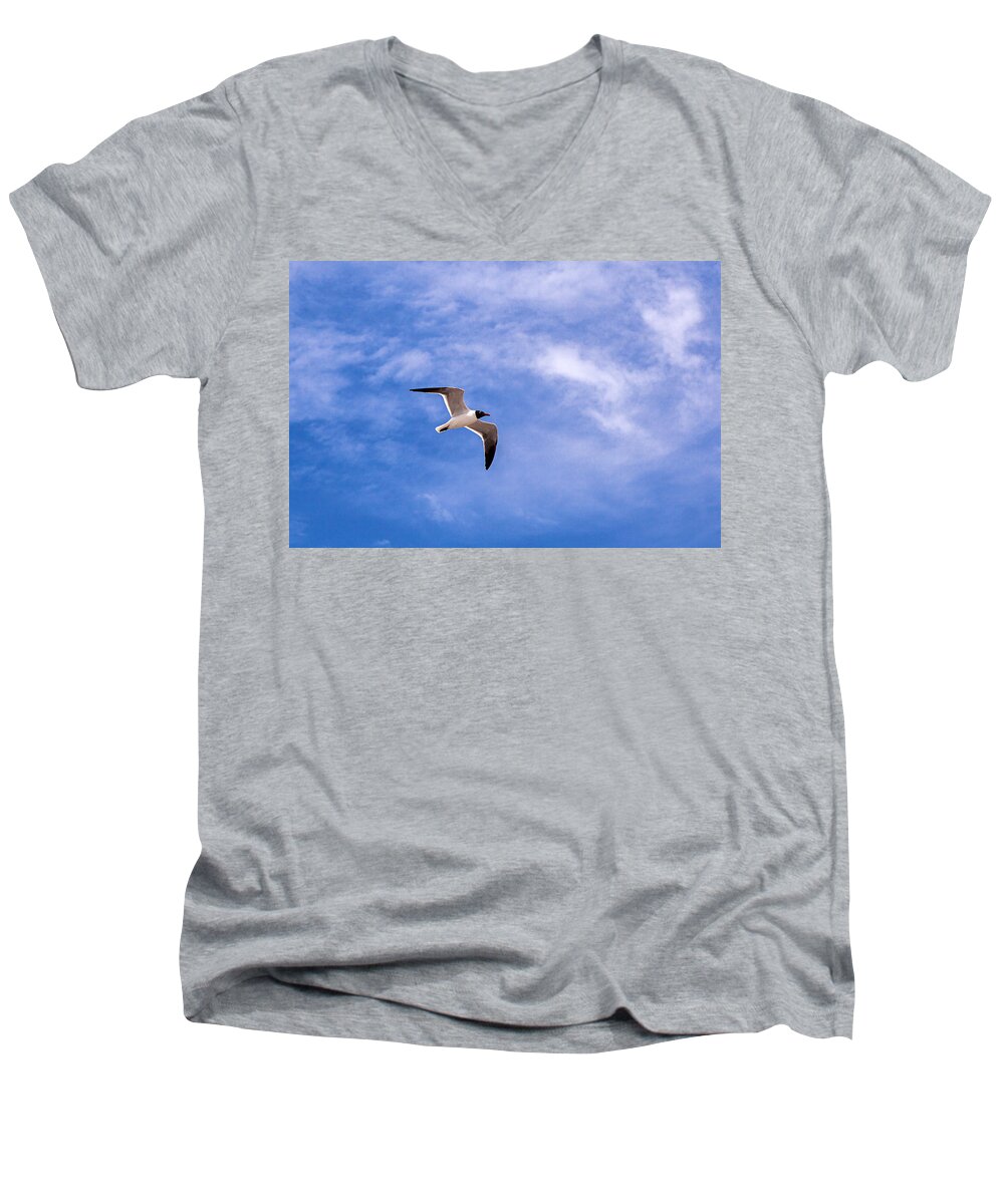 Landscape Men's V-Neck T-Shirt featuring the photograph Seagull by Sennie Pierson