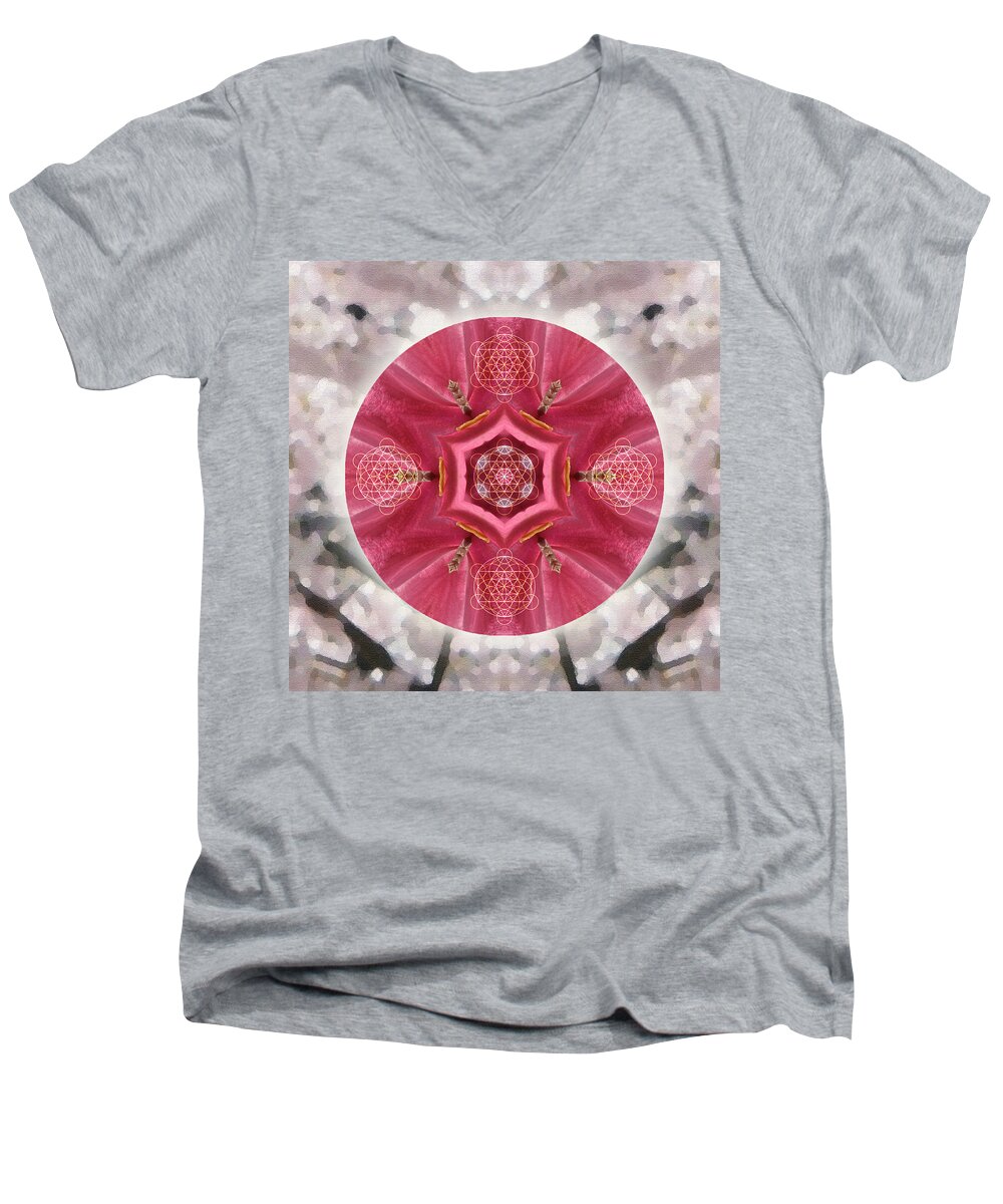 Mandala Men's V-Neck T-Shirt featuring the mixed media Seeds of Transformation by Alicia Kent