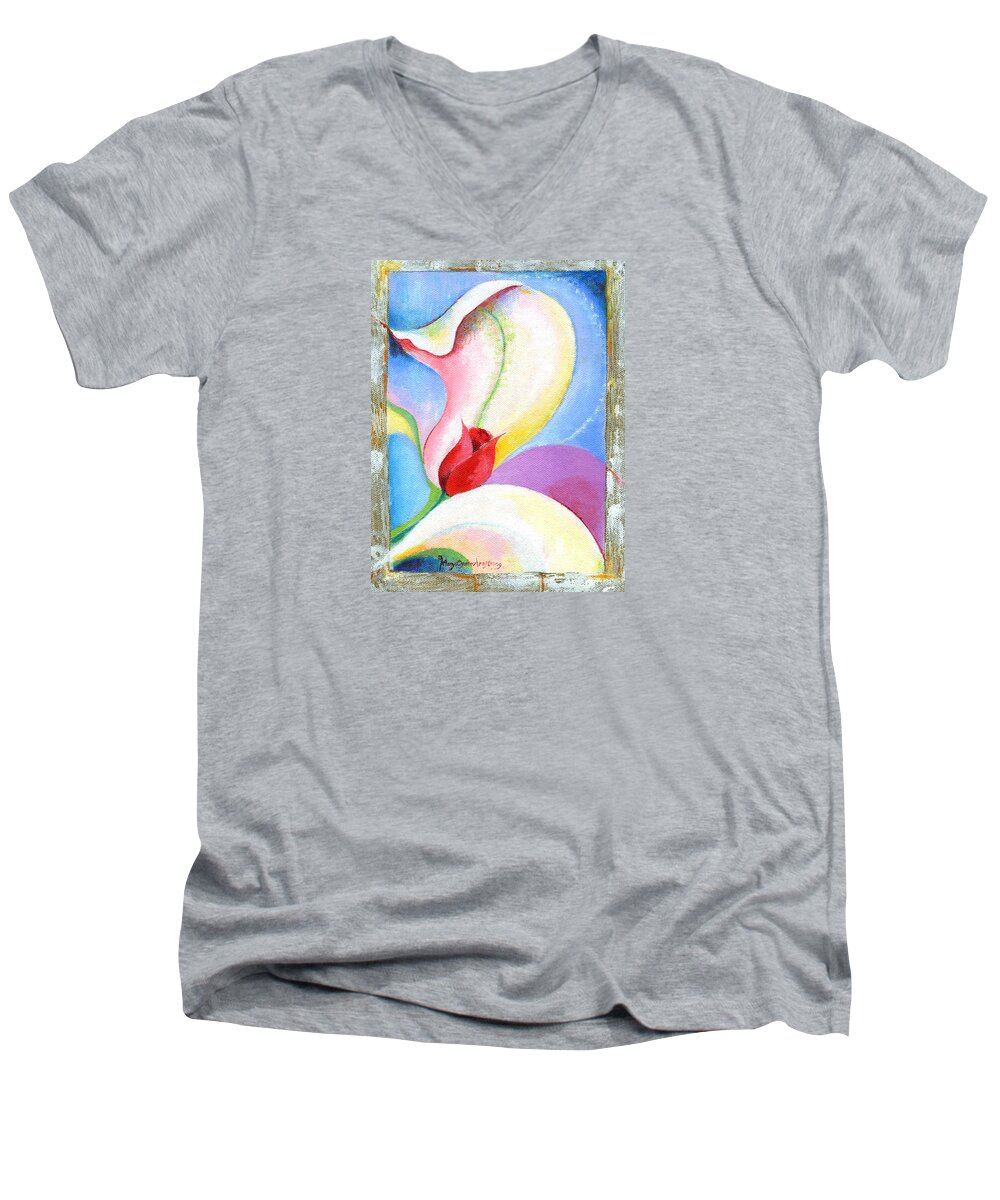 Nature Men's V-Neck T-Shirt featuring the painting Sensitive Touch by Mary Armstrong