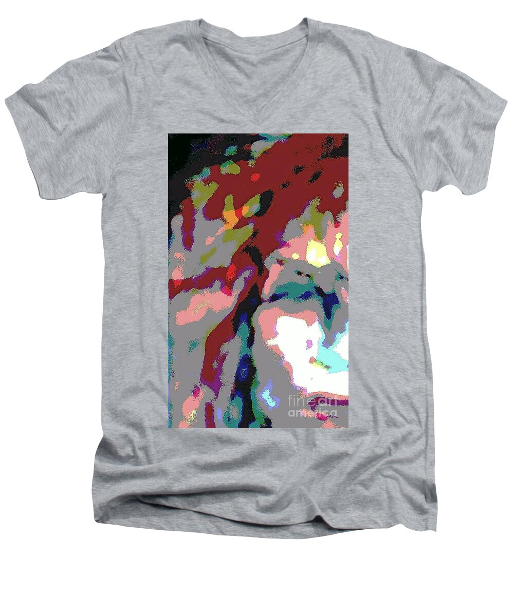 Enlightened Men's V-Neck T-Shirt featuring the mixed media She Has Found Her Way by Jacqueline McReynolds