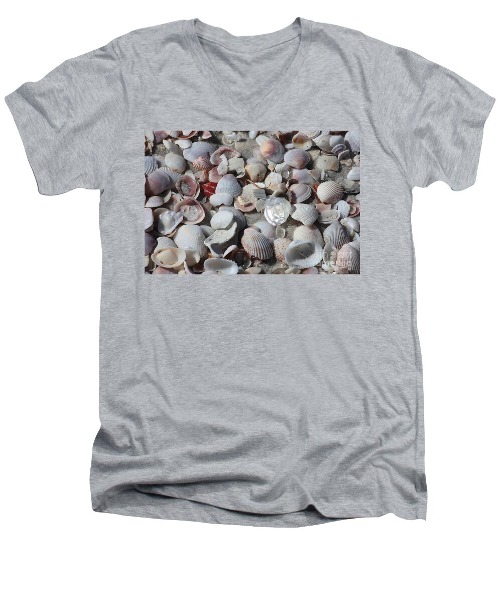 Shells Men's V-Neck T-Shirt featuring the photograph Shells on Treasure Island by Carol Groenen