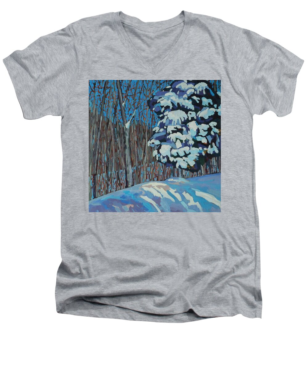 Chadwick Men's V-Neck T-Shirt featuring the painting Significant Cedar by Phil Chadwick