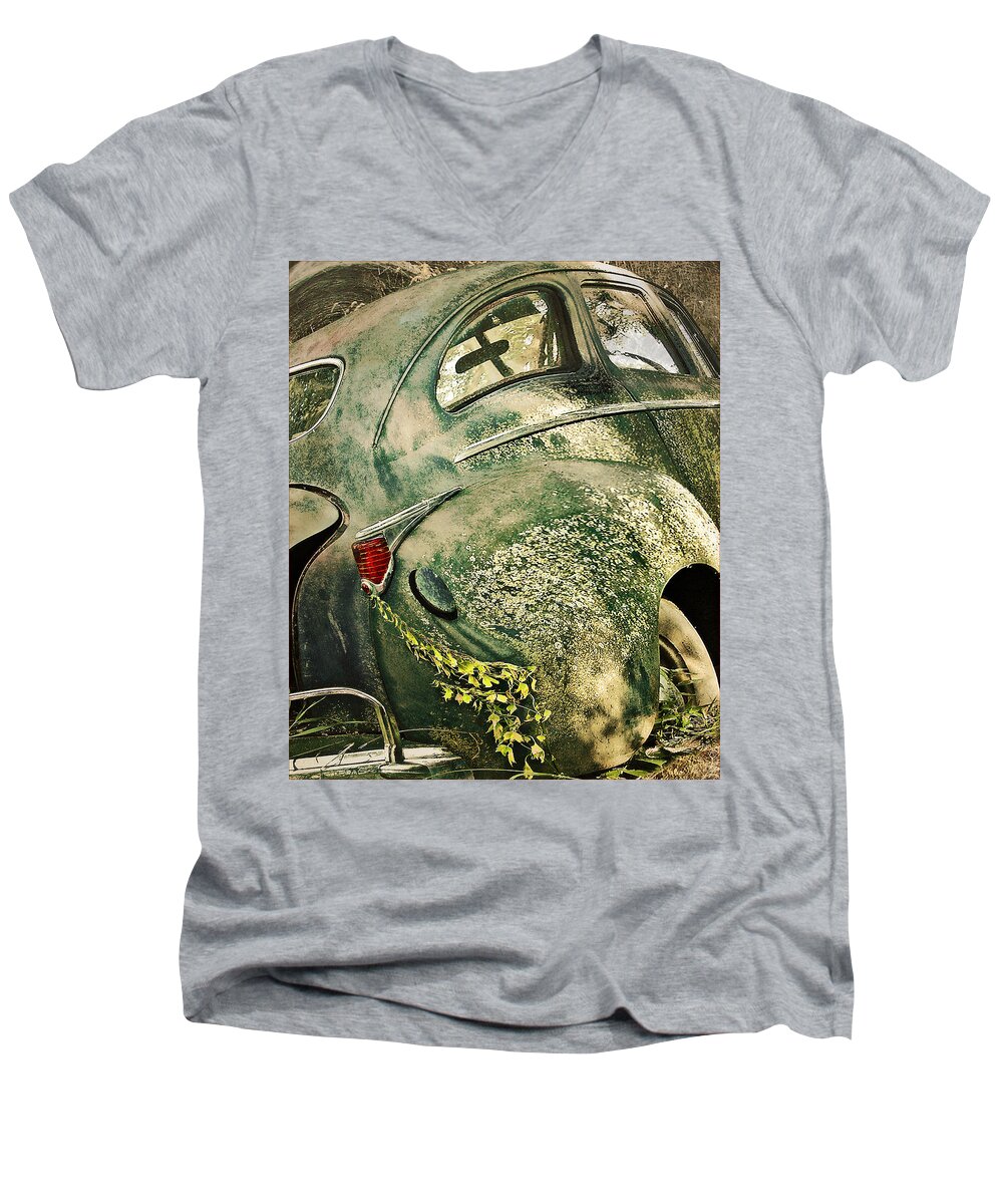 Old Cars Men's V-Neck T-Shirt featuring the photograph Slow Curves by John Anderson