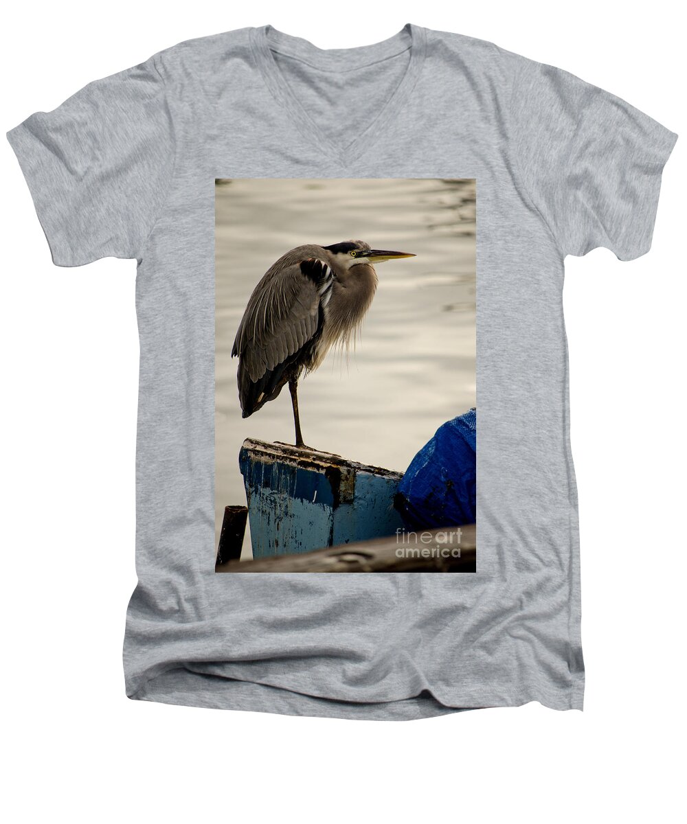 Great Men's V-Neck T-Shirt featuring the photograph Sittin' on the Dock of the Bay by Donna Greene