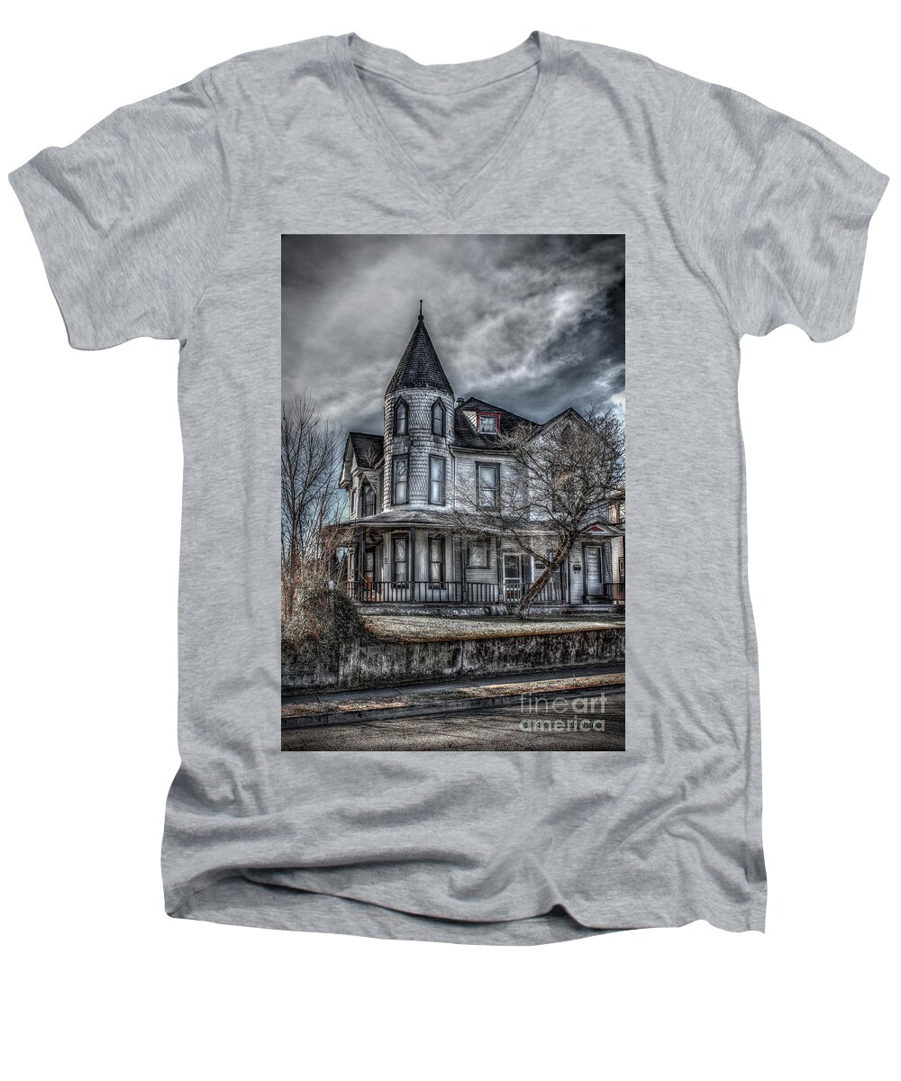 Abandoned Men's V-Neck T-Shirt featuring the digital art Something Wicked This Way Comes by Dan Stone