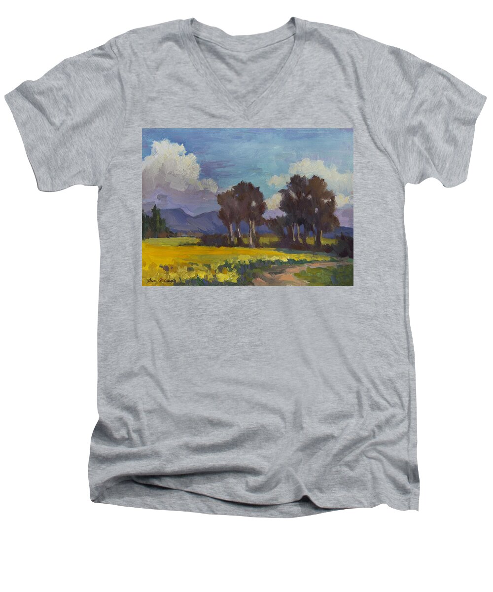 Spring And Daffodils Men's V-Neck T-Shirt featuring the painting Spring and Daffodils by Diane McClary