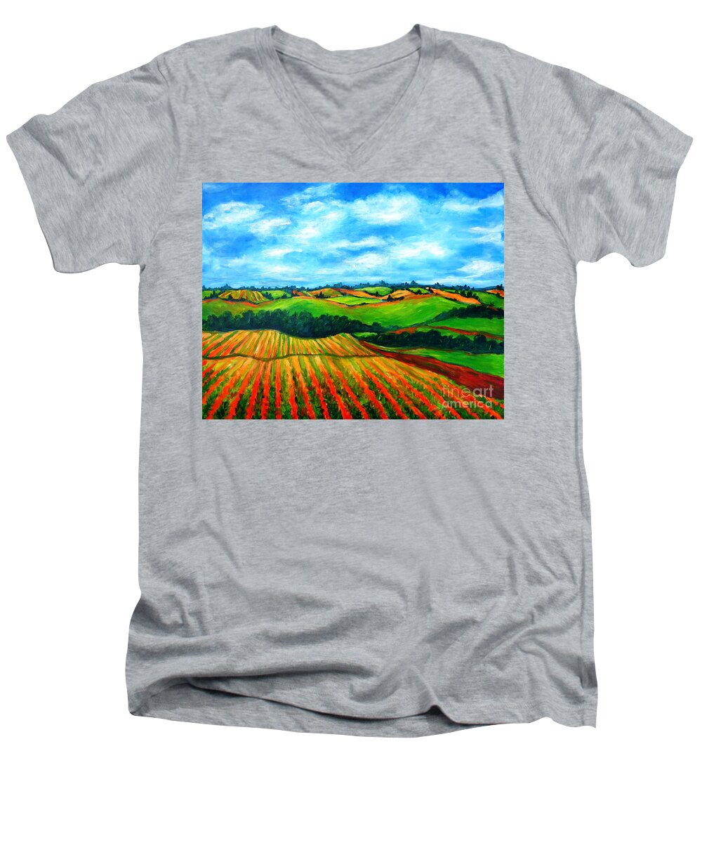 Spring Men's V-Neck T-Shirt featuring the painting Spring in Prince Edward Island by Cristina Stefan