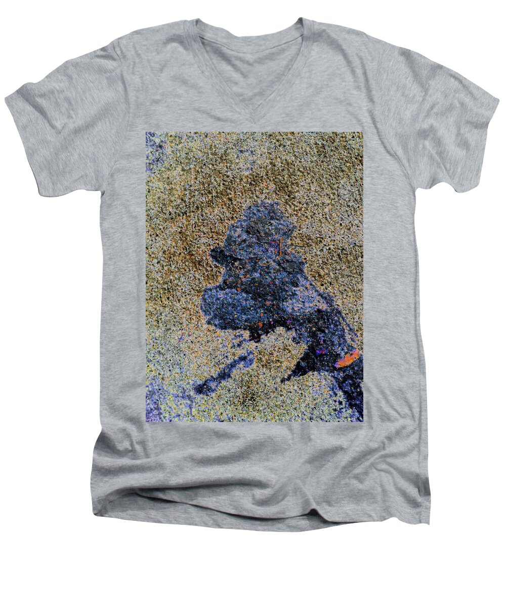 Simpson Character Men's V-Neck T-Shirt featuring the photograph Stained Simpson Character by Kenneth James