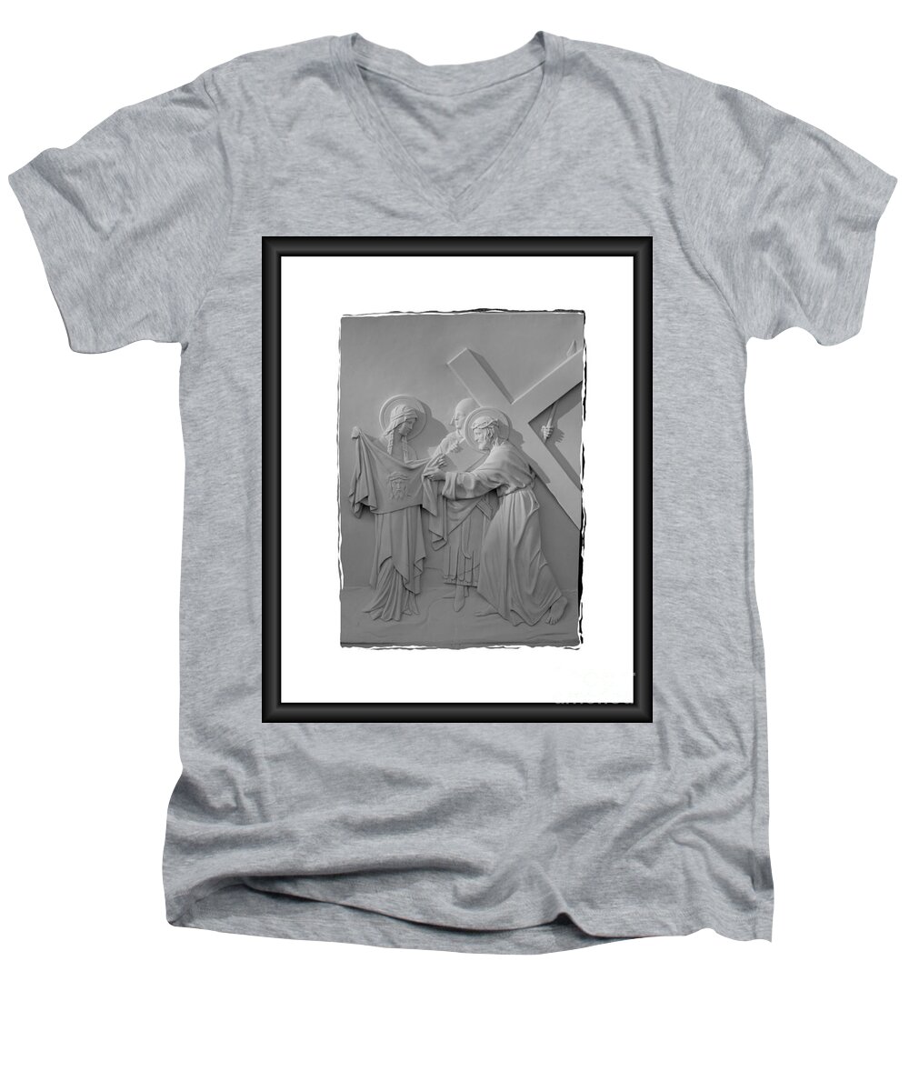 Stations Of The Cross Men's V-Neck T-Shirt featuring the photograph Station V I by Sharon Elliott