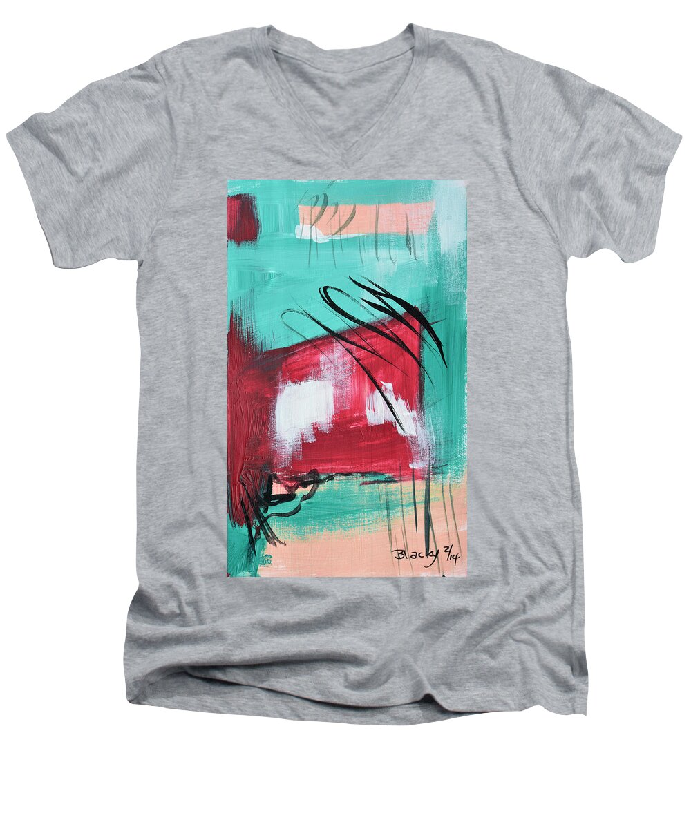 Miami Men's V-Neck T-Shirt featuring the painting Staying In Miami by Donna Blackhall