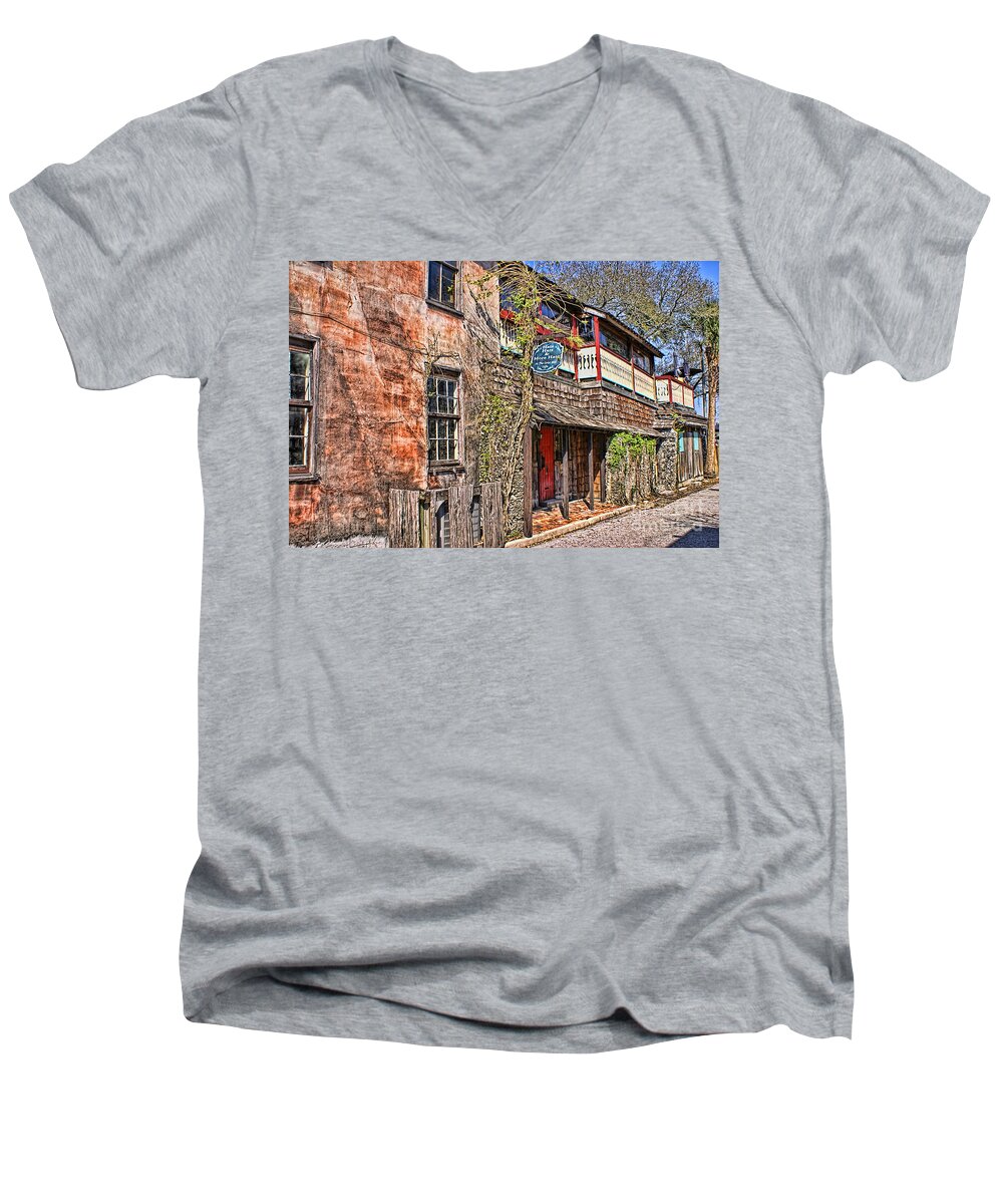 St Augustine Men's V-Neck T-Shirt featuring the photograph Streets Of St Augustine Florida by Olga Hamilton