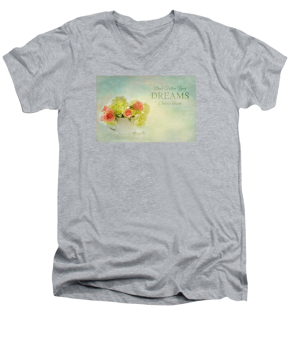 Flower Artwork Men's V-Neck T-Shirt featuring the photograph Sugar and Spice with Message by Mary Buck