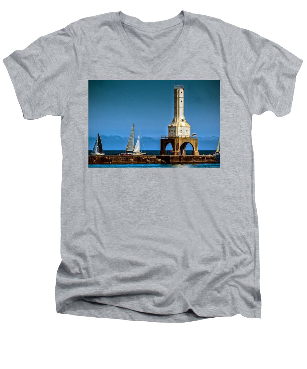 Sailboat Men's V-Neck T-Shirt featuring the photograph Summer Sails by James Meyer