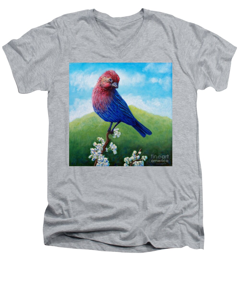 Bird Men's V-Neck T-Shirt featuring the painting Summertime by Brian Commerford