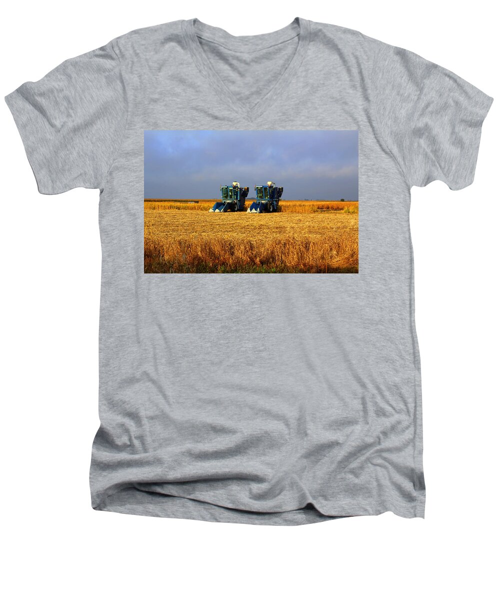 Tractors Men's V-Neck T-Shirt featuring the photograph Sunday Morning by Viviana Nadowski