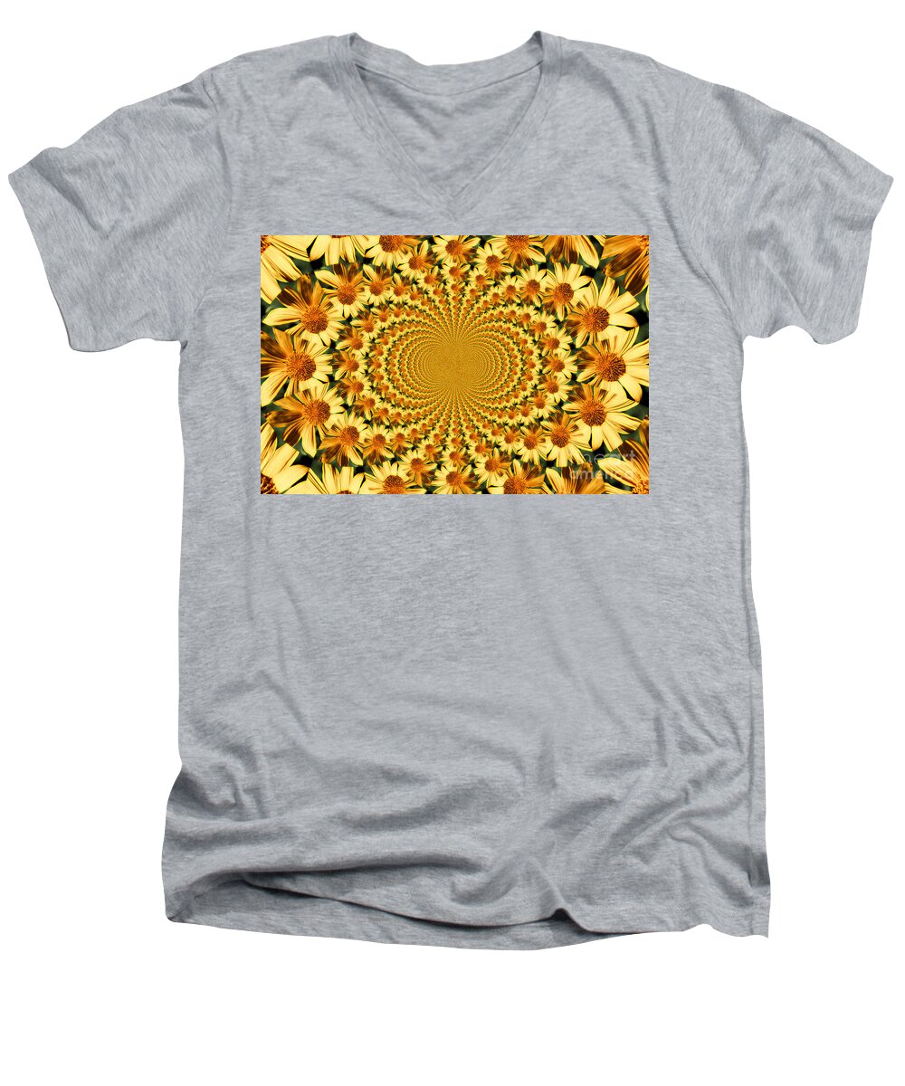 Sunflowers Men's V-Neck T-Shirt featuring the photograph Sunflower Dance by Clare Bevan
