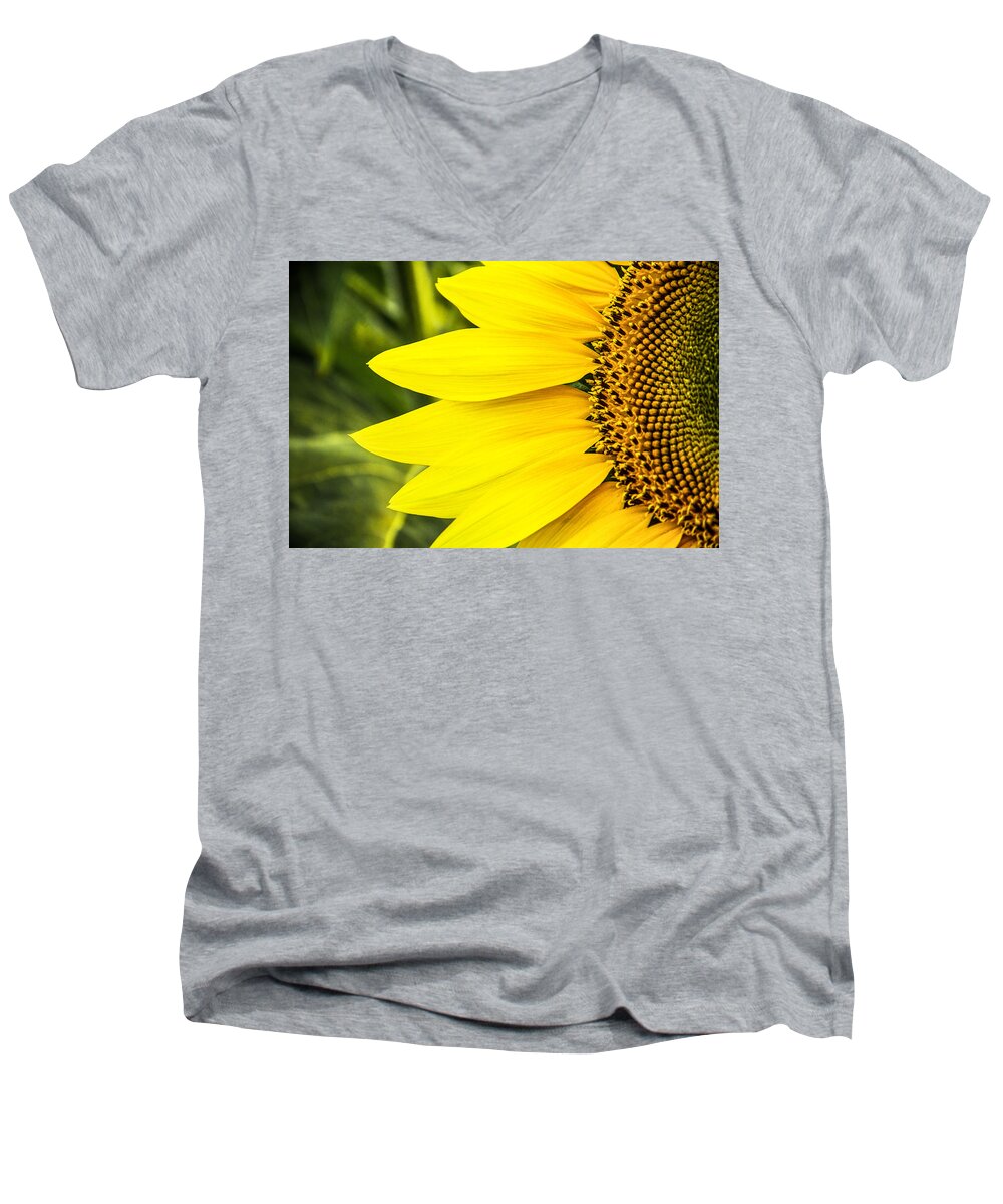 Steven Bateson Men's V-Neck T-Shirt featuring the photograph Sunflower Sunshine by Steven Bateson