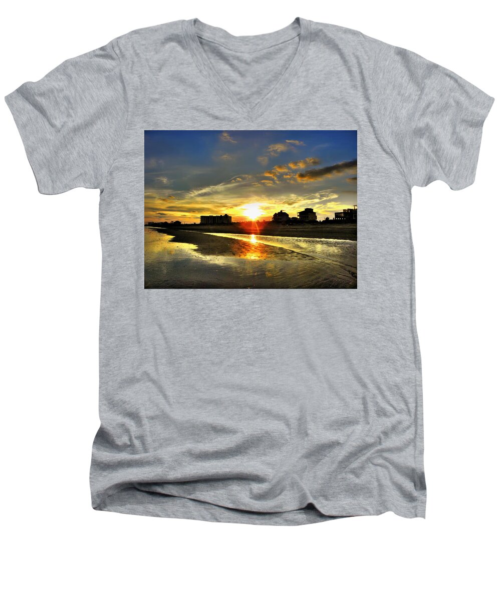 Sunset Men's V-Neck T-Shirt featuring the photograph Sunset by Savannah Gibbs