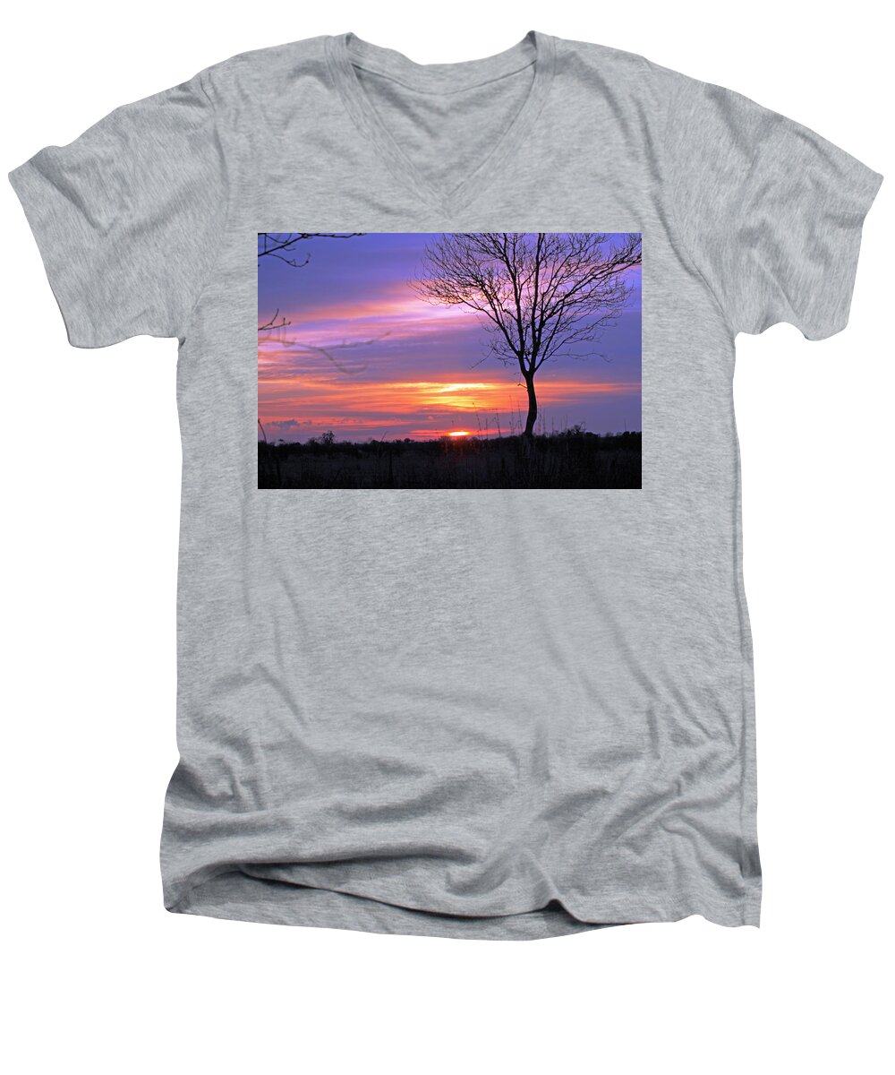 Sunset Men's V-Neck T-Shirt featuring the photograph Sunset by Tony Murtagh