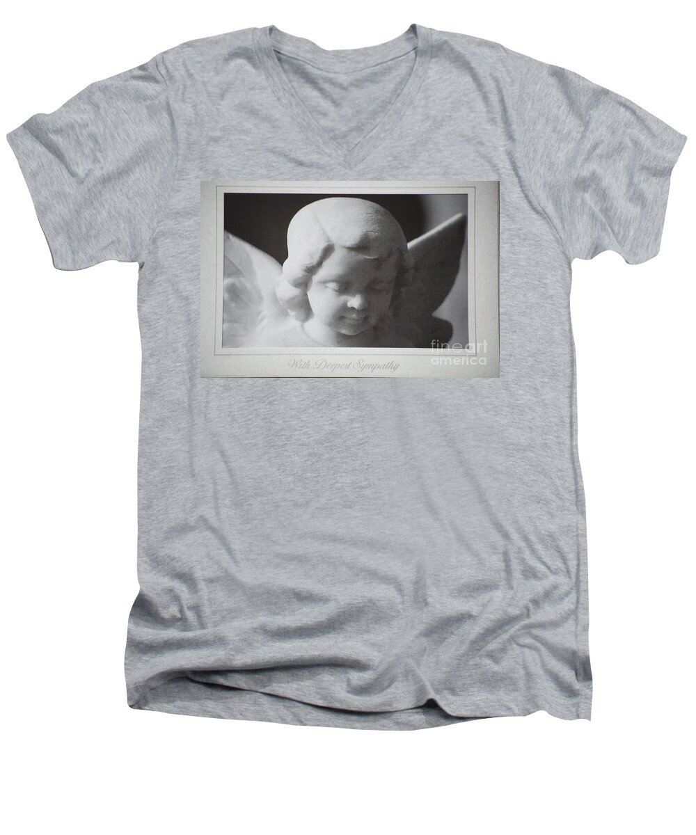 Greeting Men's V-Neck T-Shirt featuring the photograph Sympathy   Angel by Sharon Elliott