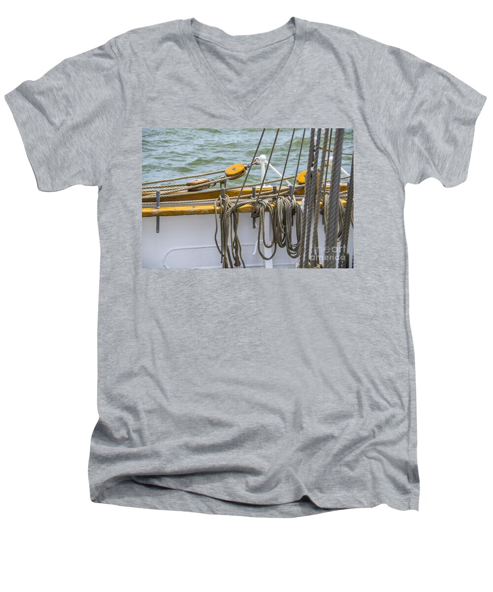 Tall Ship Rigging Men's V-Neck T-Shirt featuring the photograph All Knots by Dale Powell
