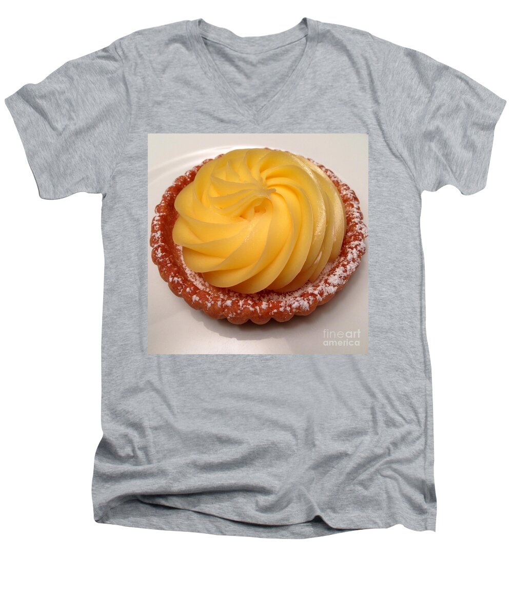 Tarte Citron Dessert Men's V-Neck T-Shirt featuring the photograph Tarte Citron Dessert by Susan Garren