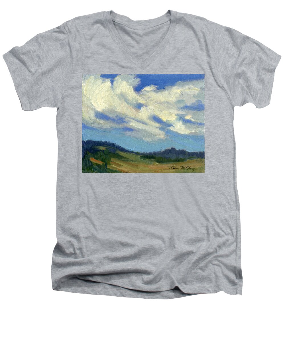 Clouds Men's V-Neck T-Shirt featuring the painting Teanaway Passing Clouds by Diane McClary