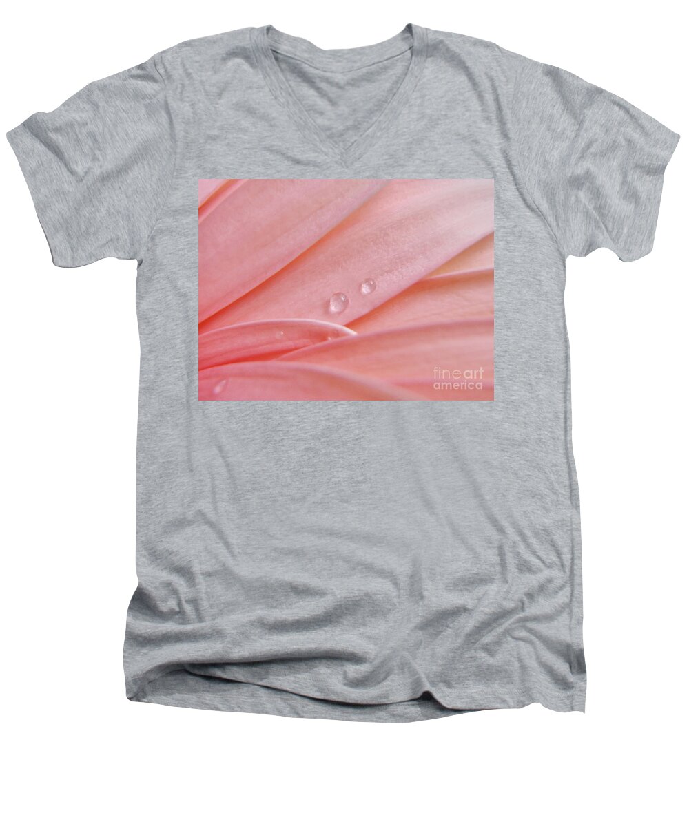 Pink Flower Men's V-Neck T-Shirt featuring the photograph Tears Flow For You by Andrea Kollo