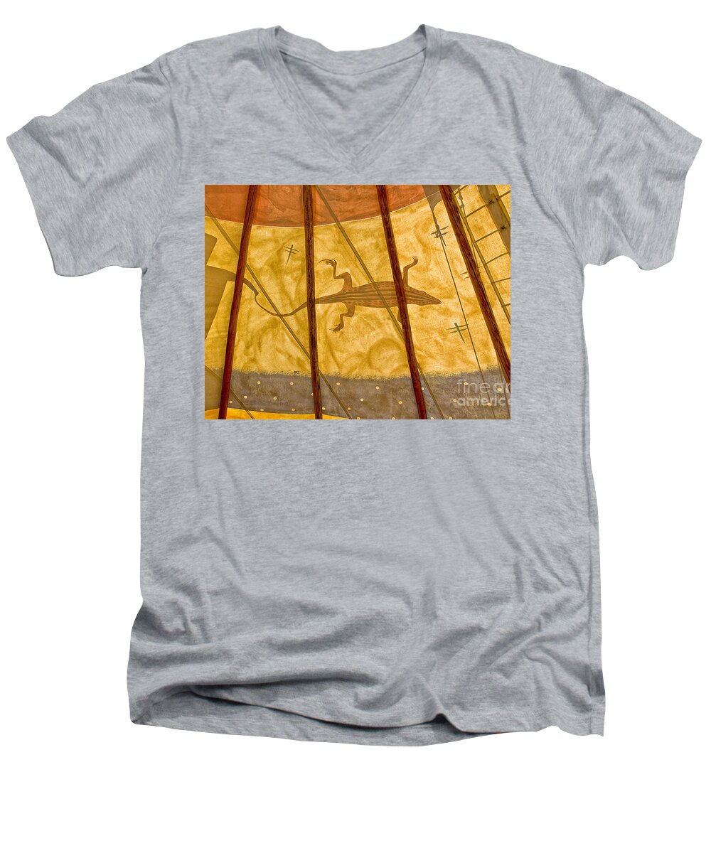 Native American Men's V-Neck T-Shirt featuring the photograph Tee Pee by Gary Warnimont