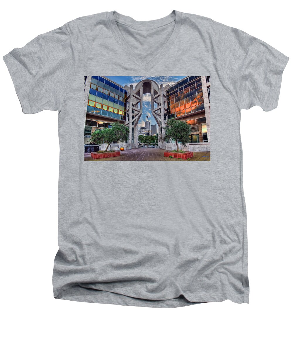 Israel Men's V-Neck T-Shirt featuring the photograph Tel Aviv Performing Arts Center by Ronsho